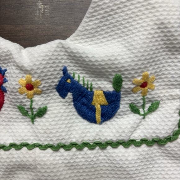 Vtg Handmade Baby Shortall Romper Spring Easter Boy Ric Rac Cotton Sz 3 Month - Picture 9 of 9